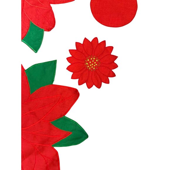VTG  Embroidered Red Poinsettia Placemats Accessories Set coaster /pot-holders - Picture 3 of 11